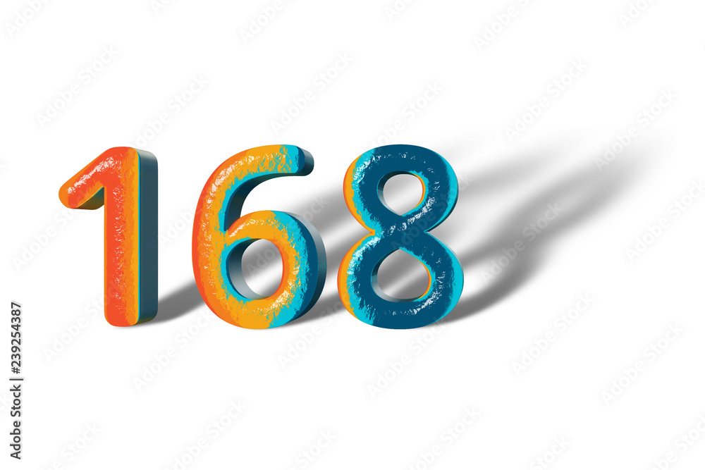 3D Number 168 one hundred sixty eight lively colours 3D Number 168 one hundred sixty eight lively colours