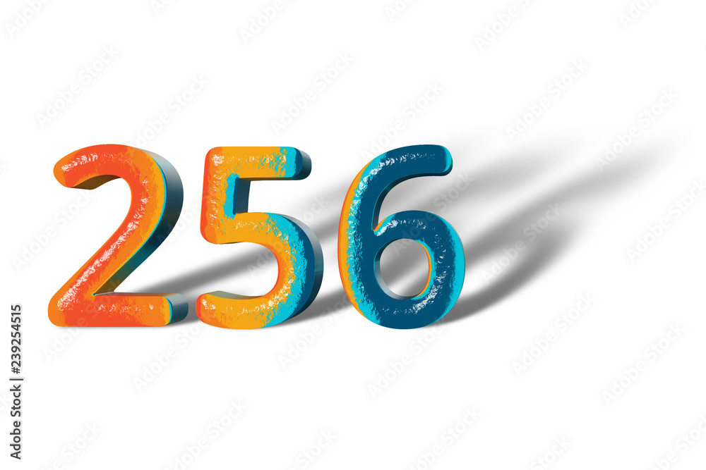 3D Number 256 two hundred fifty six lively colours 3D Number 256 two hundred fifty six lively colours