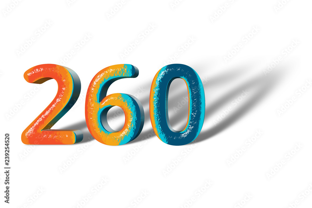 3D Number 260 two hundred sixty lively colours 3D Number 260 two hundred sixty lively colours