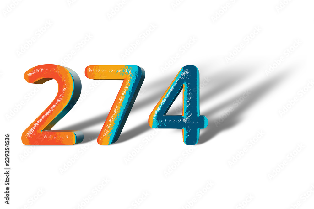 3D Number 274 two hundred seventy four lively colours 3D Number 274 two hundred seventy four lively colours