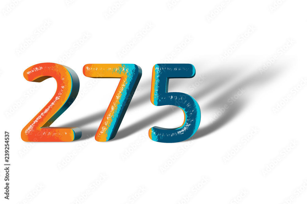 3D Number 275 two hundred seventy five lively colours