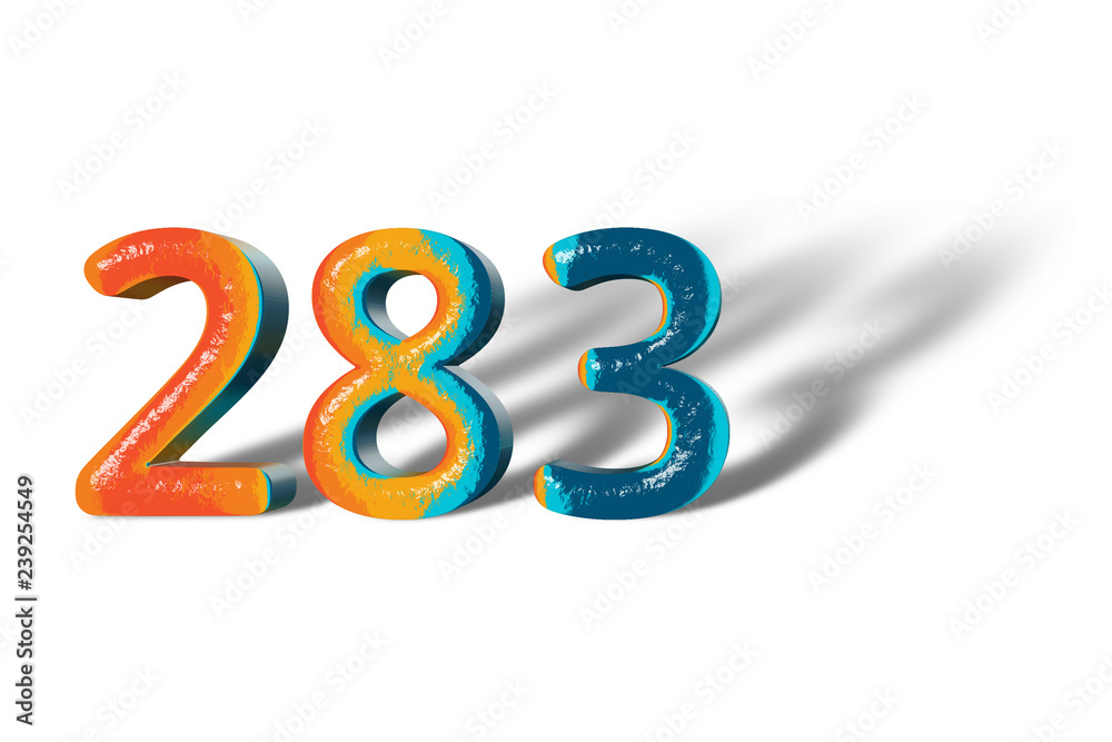 3D Number 283 two hundred eighty three lively colours 3D Number 283 two hundred eighty three lively colours
