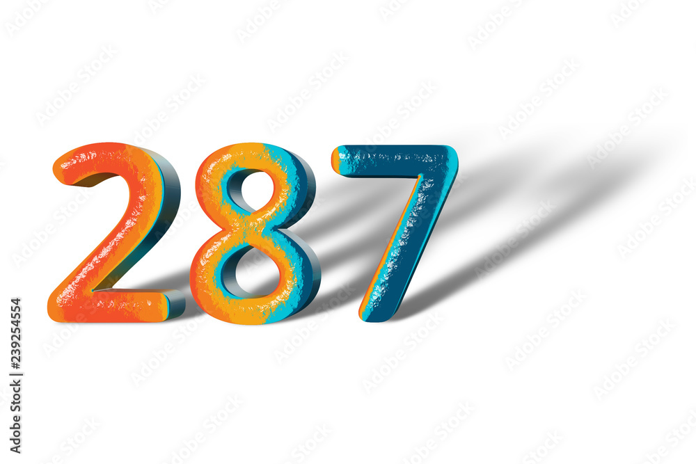 3D Number 287 two hundred eighty seven lively colours 3D Number 287 two hundred eighty seven lively colours