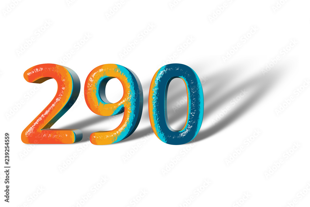 3D Number 290 two hundred ninety lively colours 3D Number 290 two hundred ninety lively colours