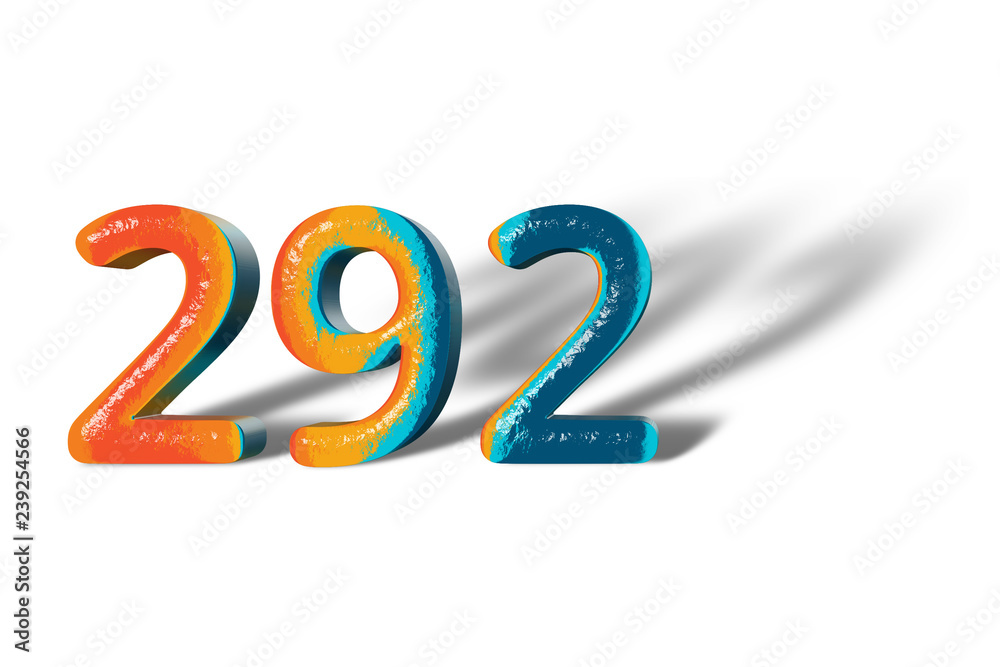 3D Number 292 two hundred ninety two lively colours 3D Number 292 two hundred ninety two lively colours