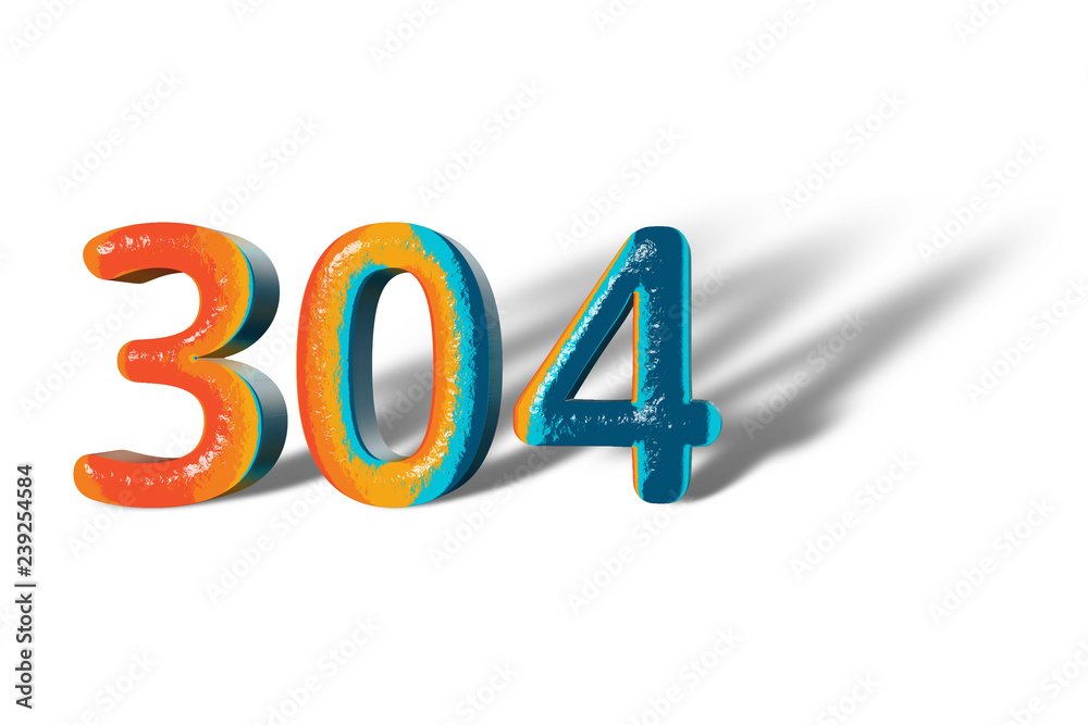 3D Number 304 three hundred four lively colours 3D Number 304 three hundred four lively colours