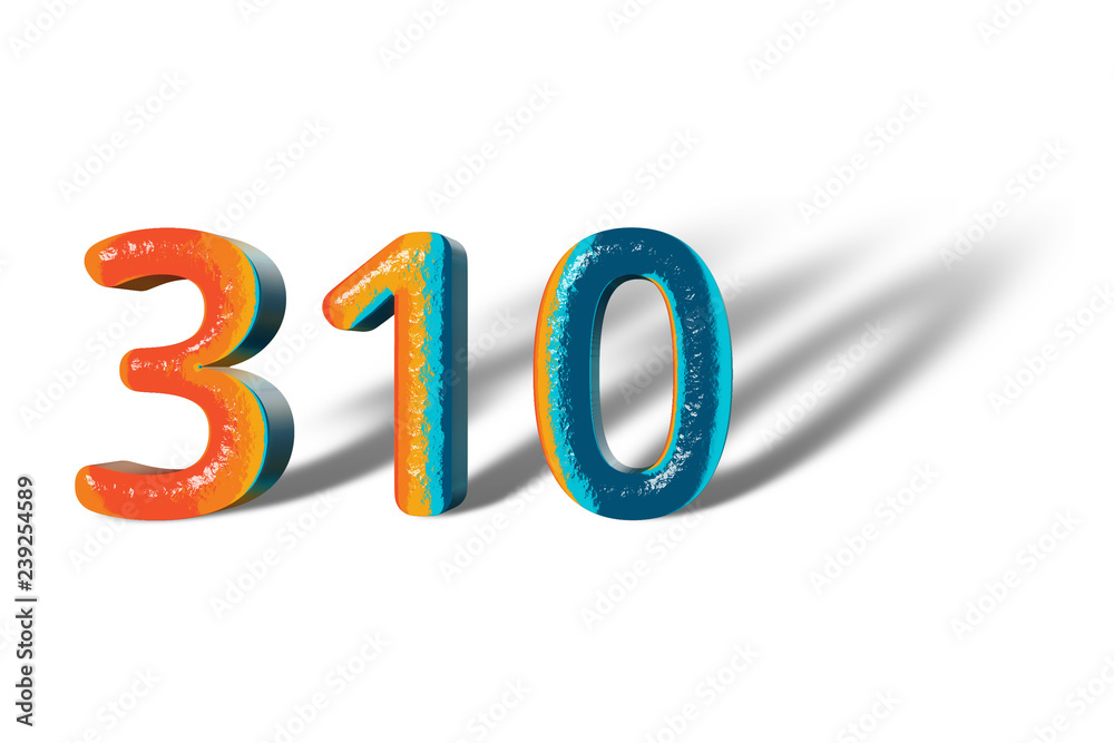3D Number 310 three hundred eighteen lively colours 3D Number 310 three hundred eighteen lively colours