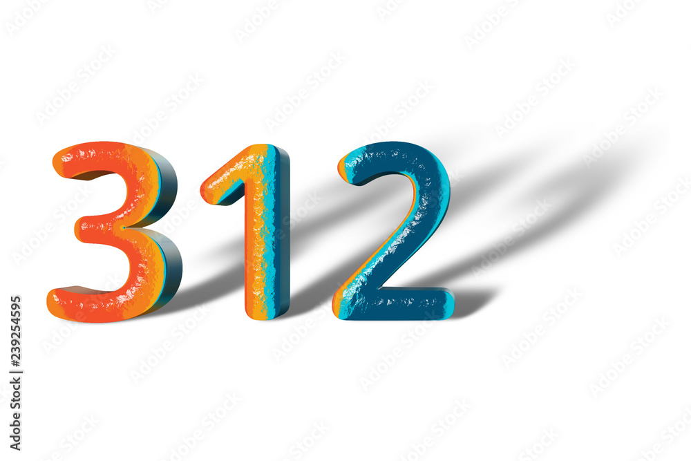 3D Number 312 three hundred twelve lively colours 3D Number 312 three hundred twelve lively colours