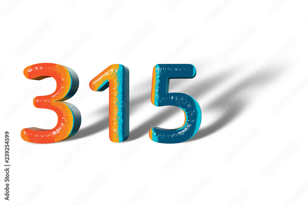 3D Number 315 three hundred fifteen lively colours 3D Number 315 three hundred fifteen lively colours