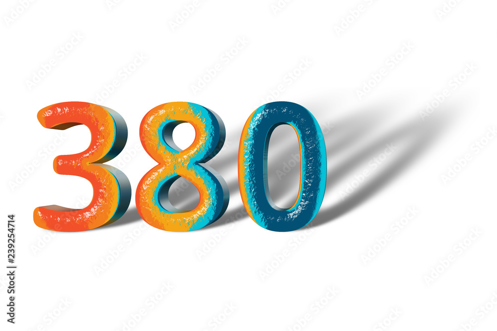 3D Number 380 three hundred eighty lively colours 3D Number 380 three hundred eighty lively colours
