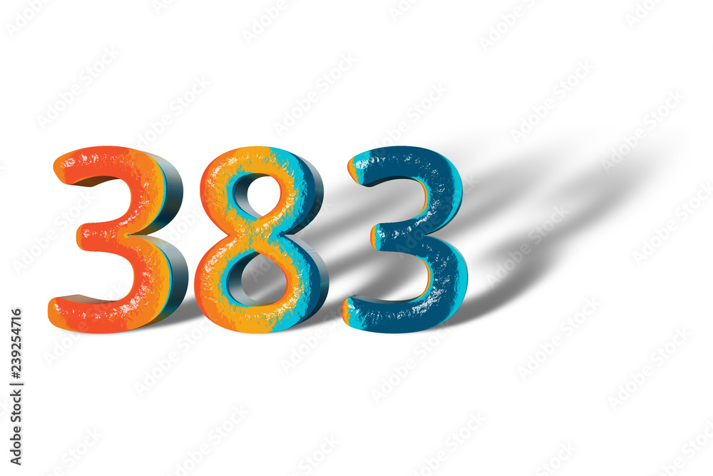 3D Number 383 three hundred eighty three lively colours 3D Number 383 three hundred eighty three lively colours