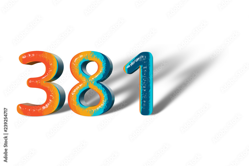3D Number 381 three hundred eighty one lively colours 3D Number 381 three hundred eighty one lively colours