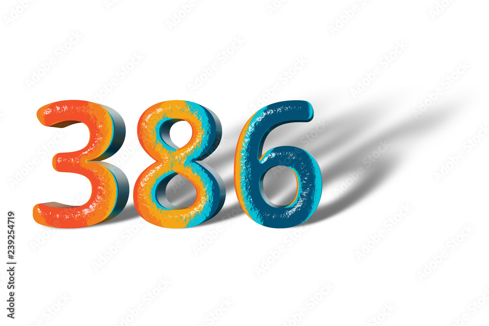 3D Number 386 three hundred eighty six lively colours 3D Number 386 three hundred eighty six lively colours