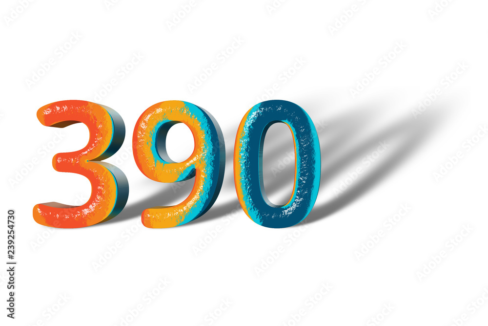 3D Number 390 three hundred ninety lively colours 3D Number 390 three hundred ninety lively colours