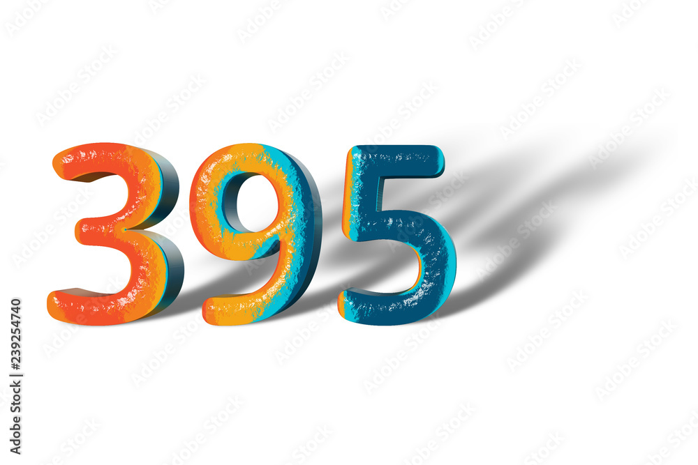 3D Number 395 three hundred ninety five lively colours 3D Number 395 three hundred ninety five lively colours