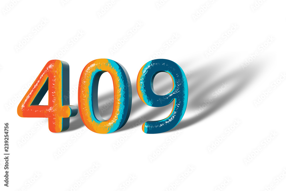 3D Number 409 four hundred nine lively colours 3D Number 409 four hundred nine lively colours