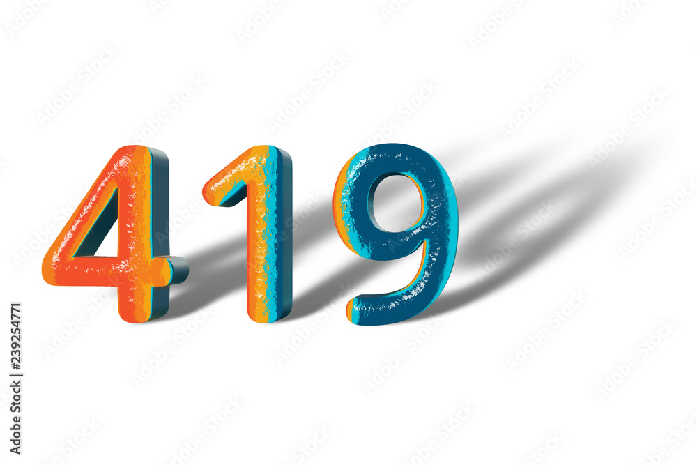 3D Number 419 four hundred nineteen lively colours 3D Number 419 four hundred nineteen lively colours