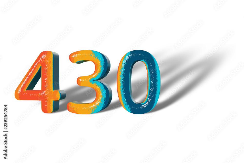 3D Number 430 four hundred thirty lively colours