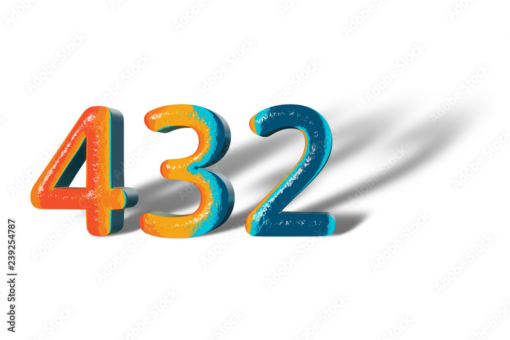 3D Number 432 four hundred thirty two lively colours 3D Number 432 four hundred thirty two lively colours