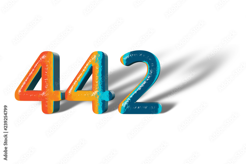 3D Number 442 forty four hundred forty two lively colours 3D Number 442 forty four hundred forty two lively colours