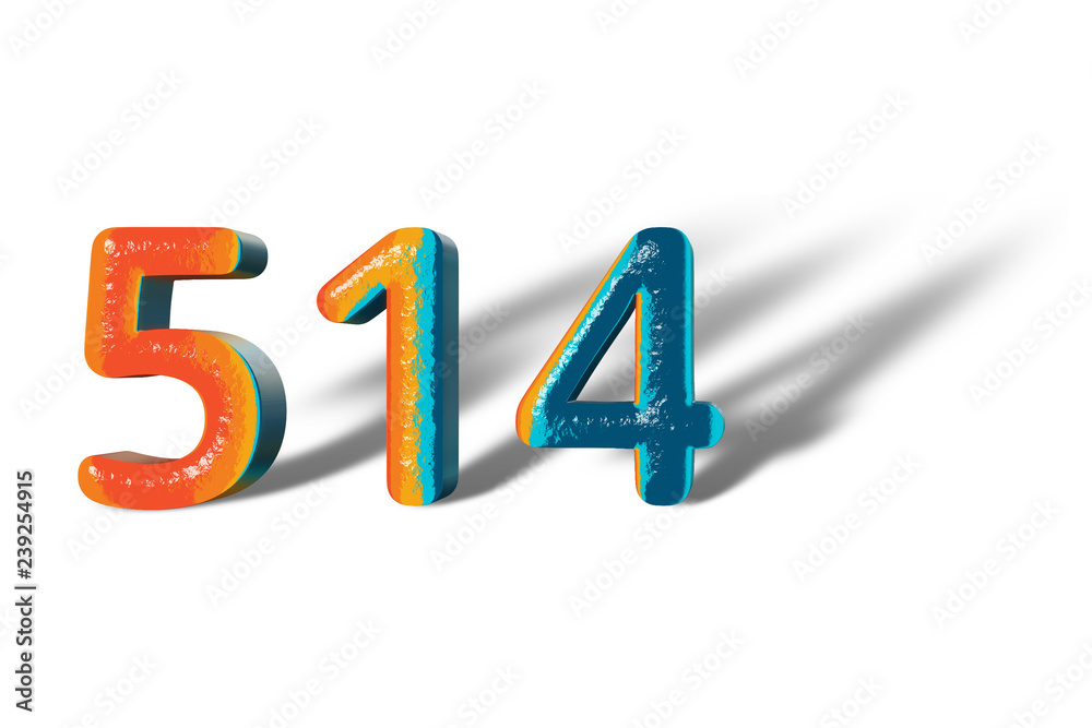 3D Number 514 five hundred fourteen lively colours 3D Number 514 five hundred fourteen lively colours