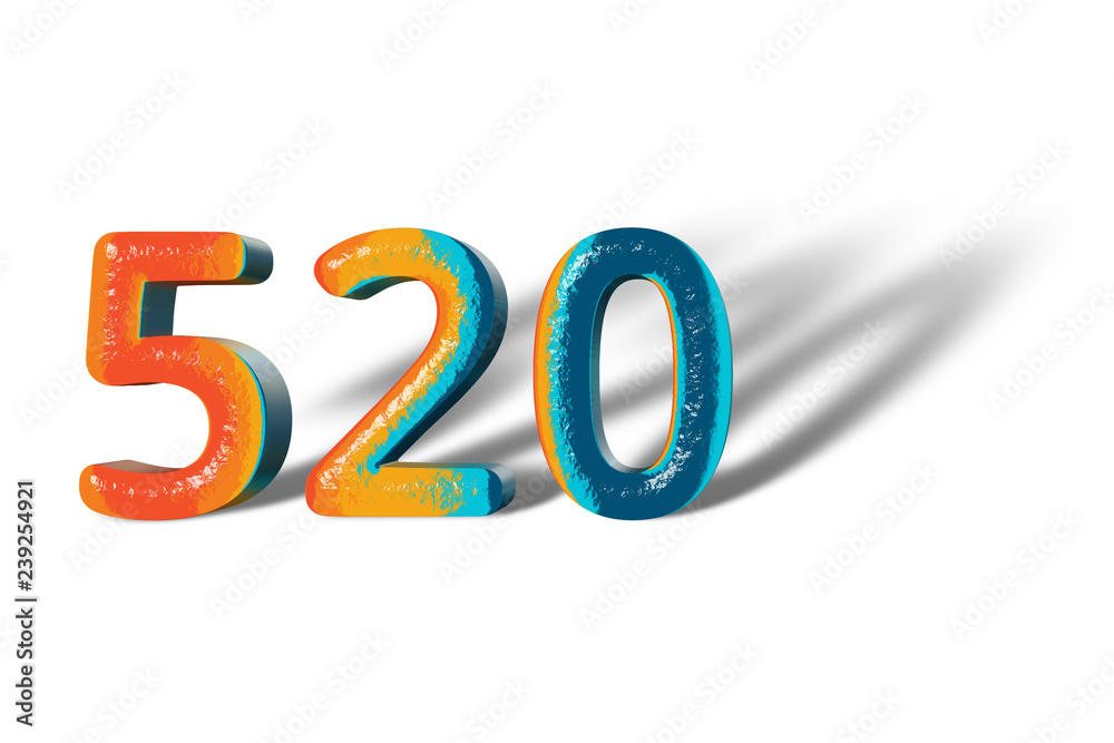 3D Number 520 five hundred twenty lively colours 3D Number 520 five hundred twenty lively colours