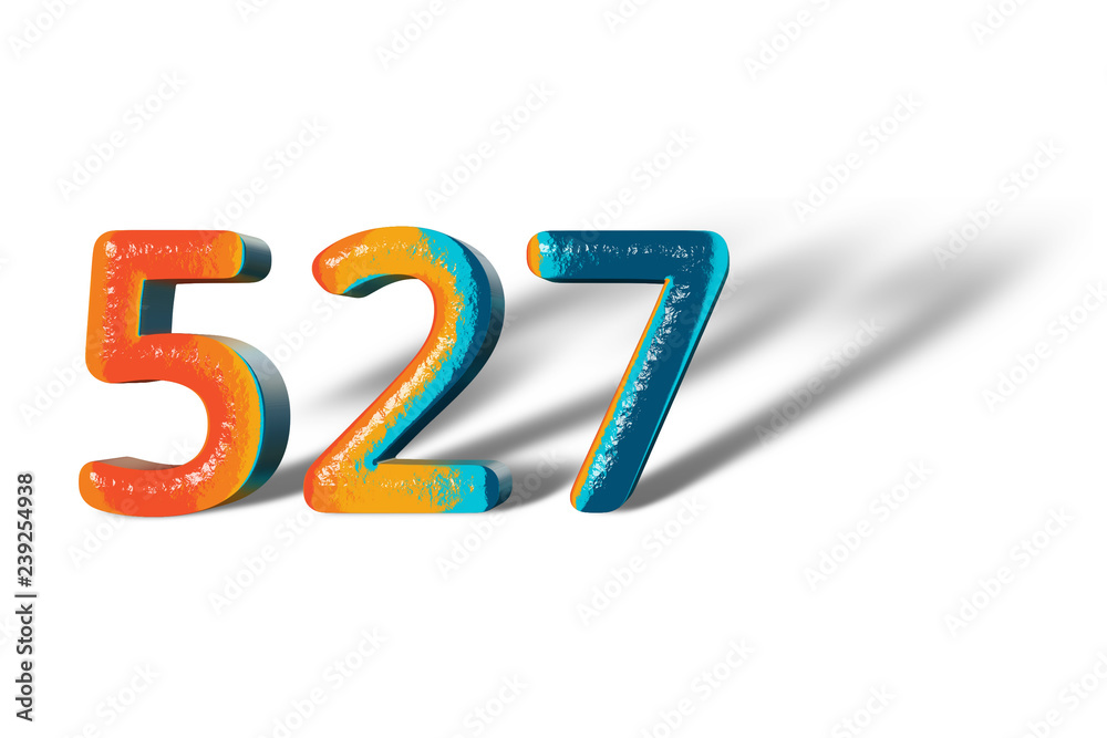 3D Number 527 five hundred twenty seven lively colours 3D Number 527 five hundred twenty seven lively colours