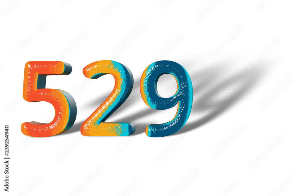 3D Number 529 five hundred twenty nine lively colours 3D Number 529 five hundred twenty nine lively colours