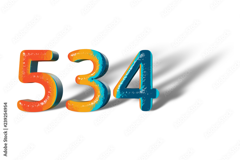 3D Number 534 five hundred thirty four lively colours 3D Number 534 five hundred thirty four lively colours