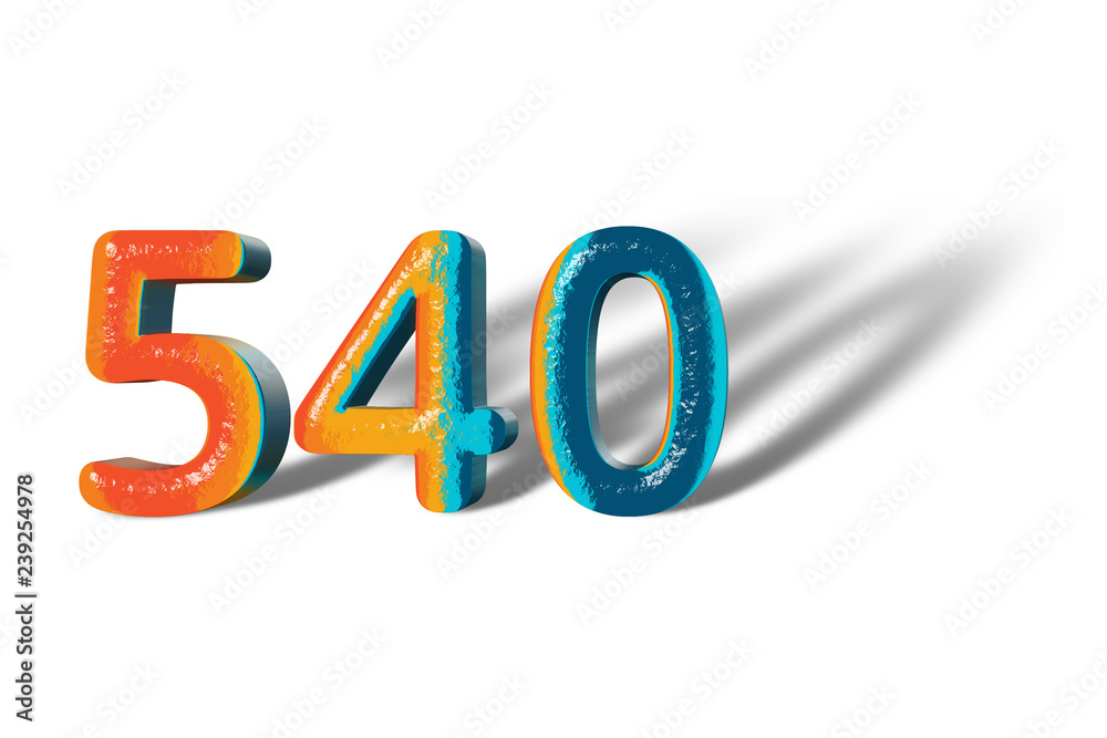 3D Number 540 five hundred forty lively colours