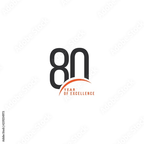 80 Year of Excellence Vector Template Design Illustration