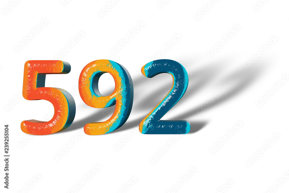 3D Number 592 five hundred ninety two lively colours 3D Number 592 five hundred ninety two lively colours