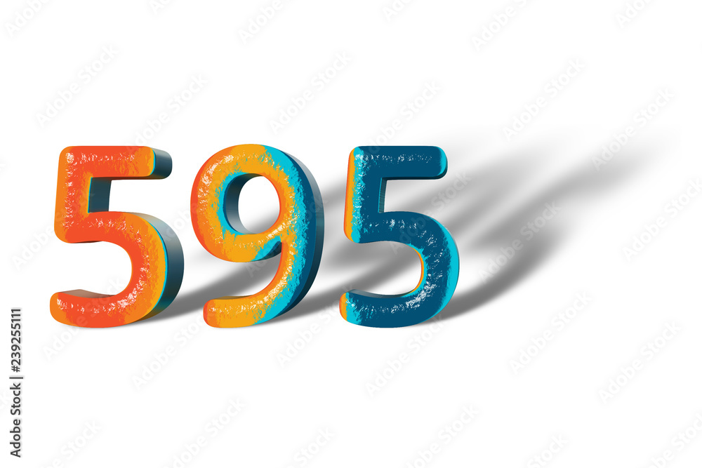 3D Number 595 five hundred ninety five lively colours 3D Number 595 five hundred ninety five lively colours