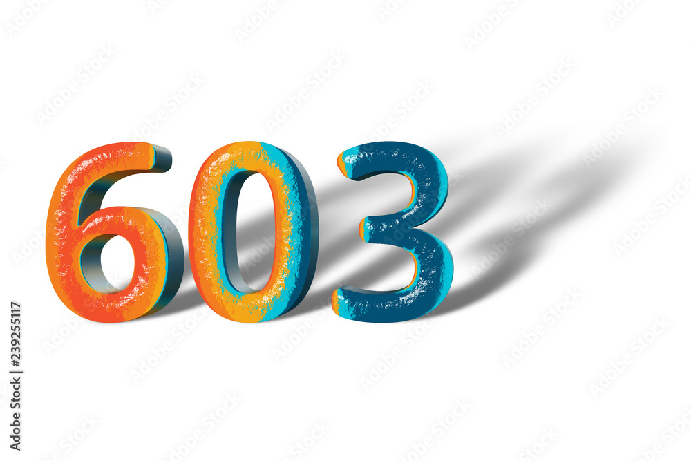 3D Number 603 six hundred three lively colours 3D Number 603 six hundred three lively colours