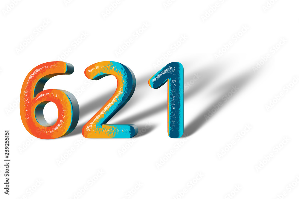 3D Number 621 six hundred twenty one lively colours 3D Number 621 six hundred twenty one lively colours