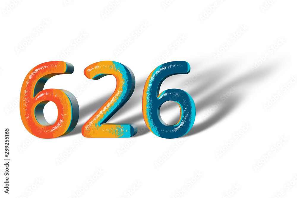 3D Number 626 six hundred twenty six lively colours 3D Number 626 six hundred twenty six lively colours