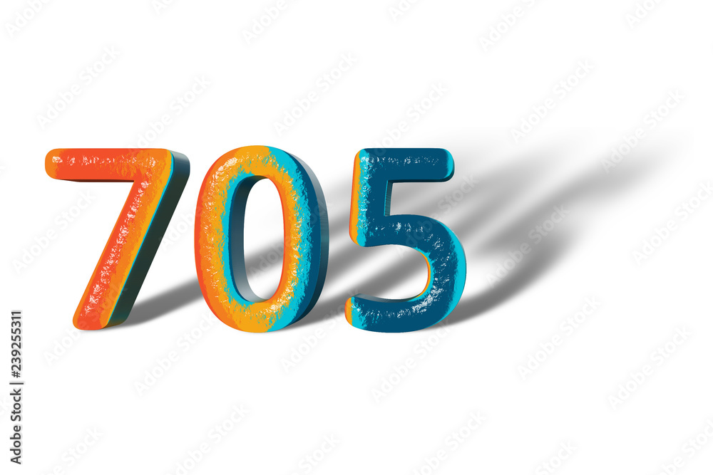 3D Number 705 seven hundred five lively colours 3D Number 705 seven hundred five lively colours