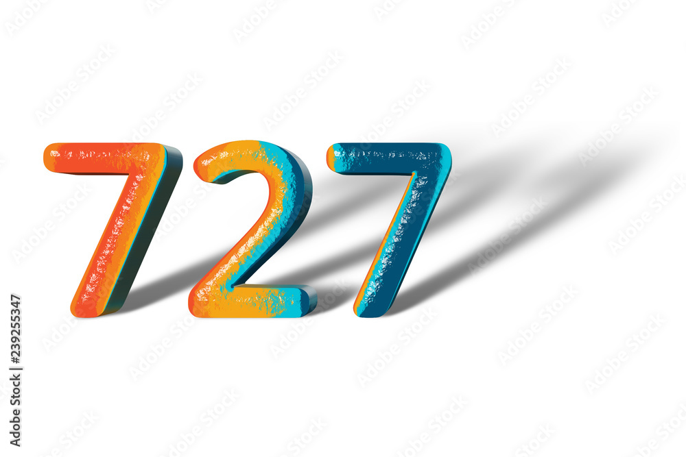 3D Number 727 seven hundred twenty seven lively colours 3D Number 727 seven hundred twenty seven lively colours