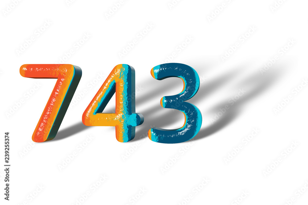 3D Number 743 forty seven hundred three lively colours 3D Number 743 forty seven hundred three lively colours
