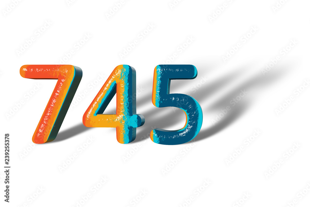 3D Number 745 forty seven hundred five lively colours 3D Number 745 forty seven hundred five lively colours
