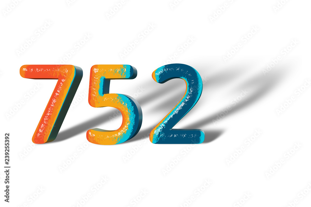 3D Number 752 seven hundred fifty two lively colours 3D Number 752 seven hundred fifty two lively colours
