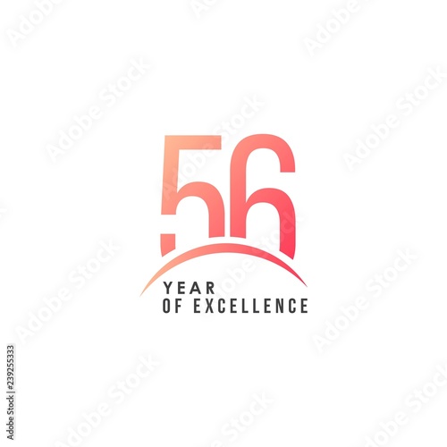56 Year of Excellence Vector Template Design Illustration