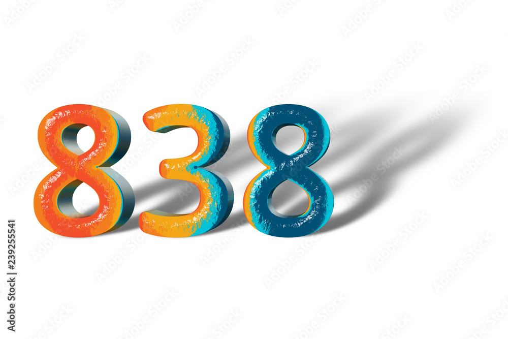 3D Number 838 thirty eight hundred eight lively colours 3D Number 838 thirty eight hundred eight lively colours