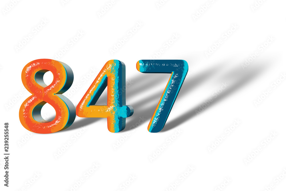 3D Number 847 forty eight hundred seven lively colours 3D Number 847 forty eight hundred seven lively colours