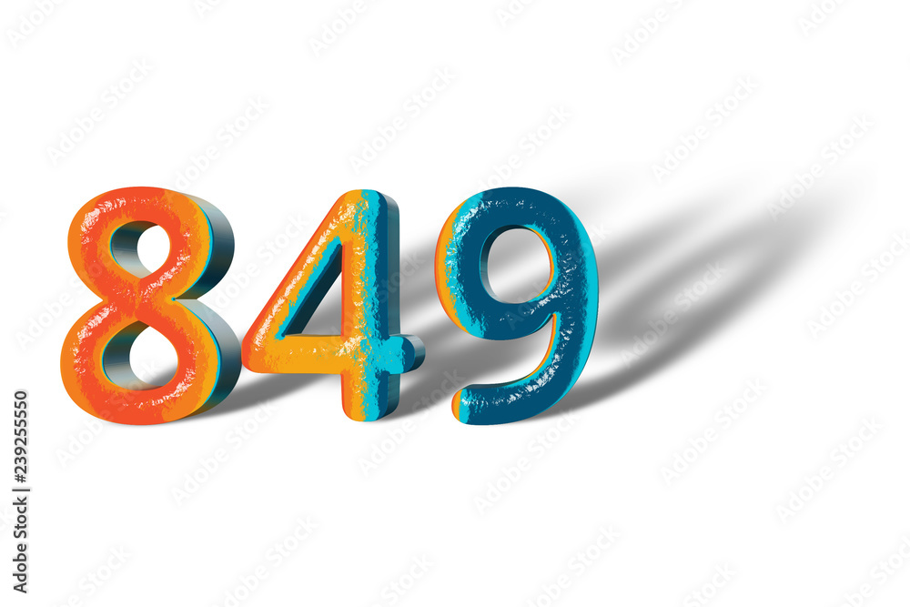 3D Number 849 forty eight hundred nine lively colours 3D Number 849 forty eight hundred nine lively colours