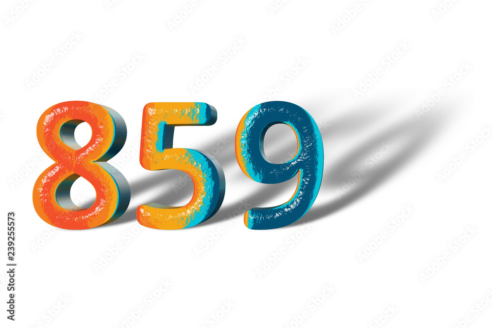3D Number 859 eight hundred fifty nine lively colours 3D Number 859 eight hundred fifty nine lively colours