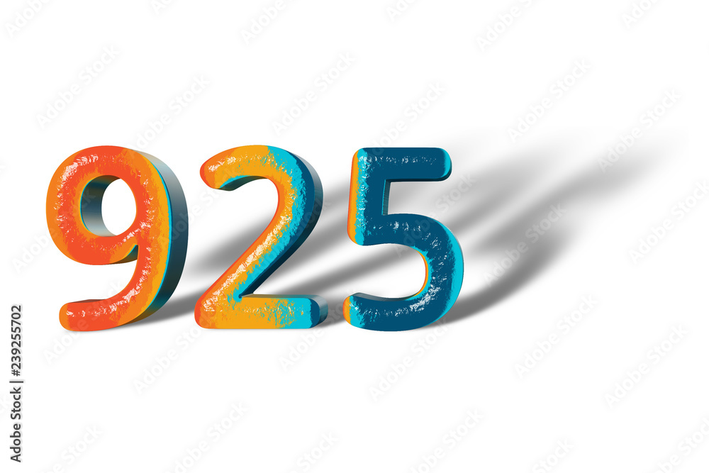 3D Number 925 nine hundred twenty five lively colours 3D Number 925 nine hundred twenty five lively colours