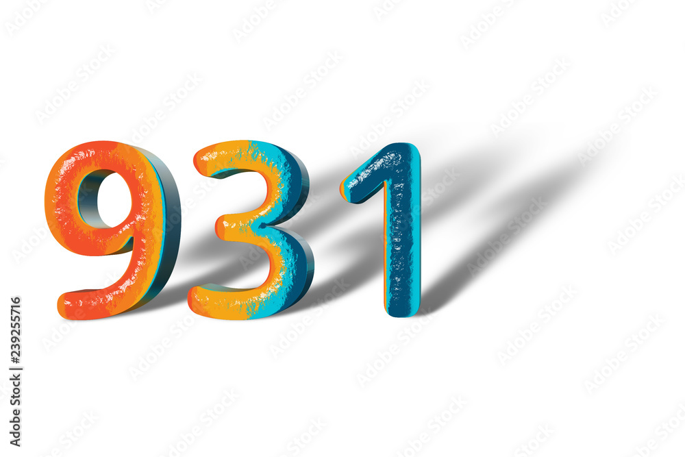 3D Number 931 nine hundred thirty one lively colours 3D Number 931 nine hundred thirty one lively colours