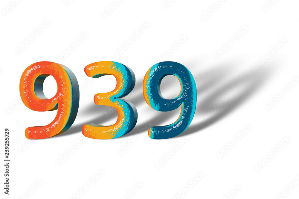 3D Number 939 nine hundred thirty nine lively colours 3D Number 939 nine hundred thirty nine lively colours