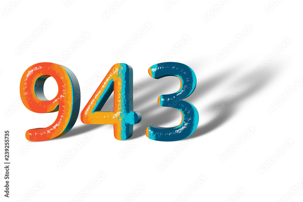3D Number 943 nine hundred forty three lively colours 3D Number 943 nine hundred forty three lively colours